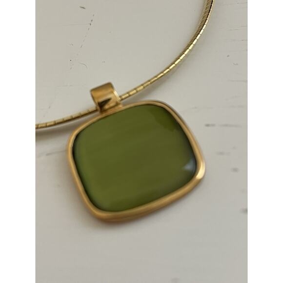 Vtg Signed Roman Green Pendant & Earrings & Gold Tone Necklace Cat’s Eye - Picture 10 of 10